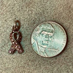 Sterling Silver and pink tourmaline breast cancer ribbon charm/pendant